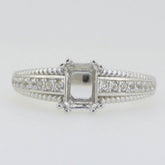 Sterling Silver Semi Mount Ring Setting Cushion Cu 7x5mm Milgrain Topaz - Syzjewelry